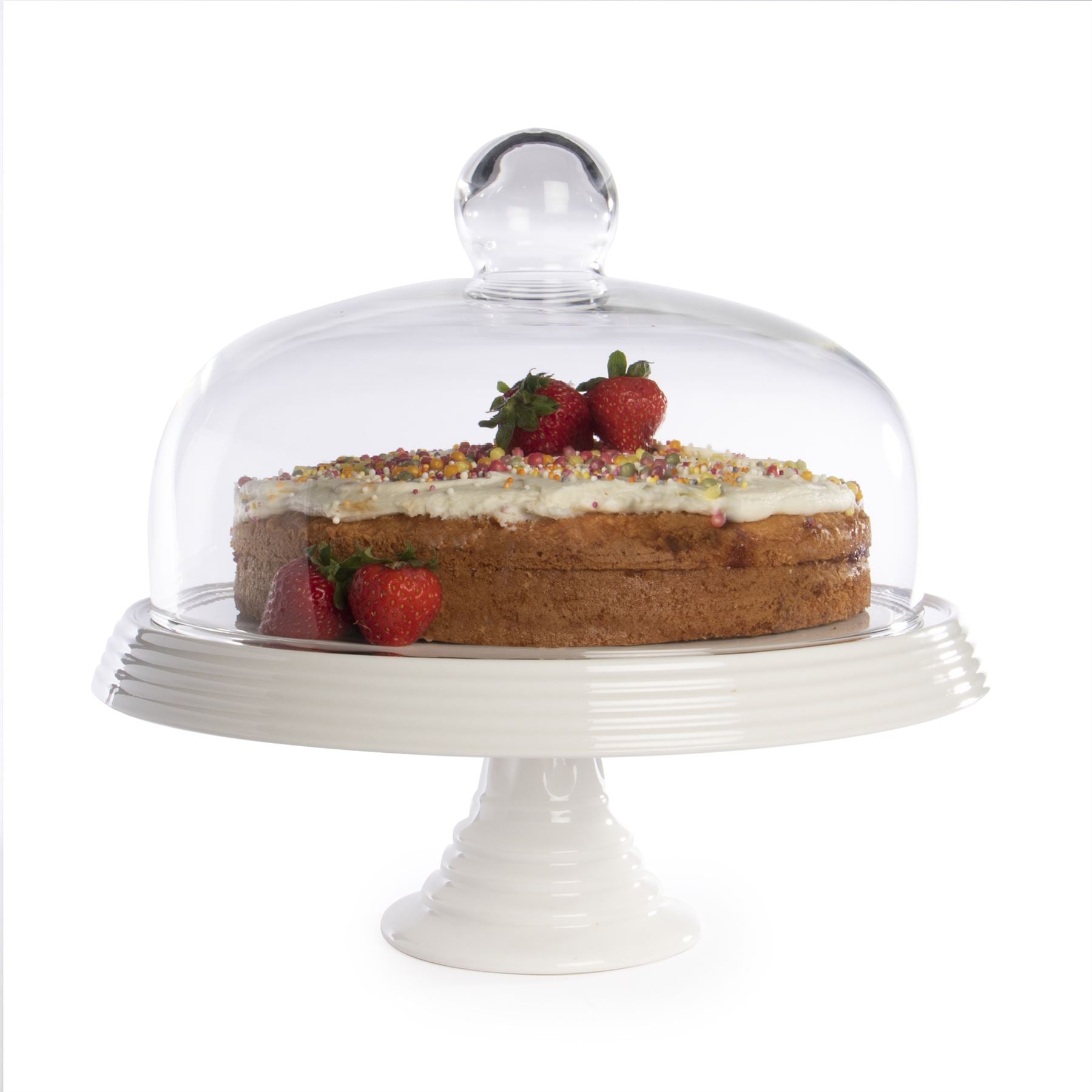 Ceramic Cake Stand with Glass Dome